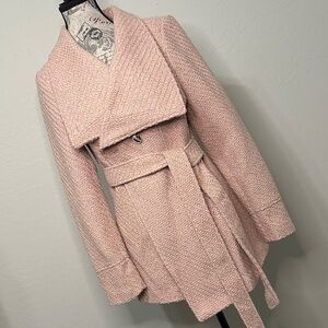 NWT Guess Pink Tweed Belted Coat
